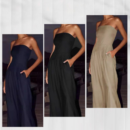 Paulina | Strapless Maxi Dress with Pockets