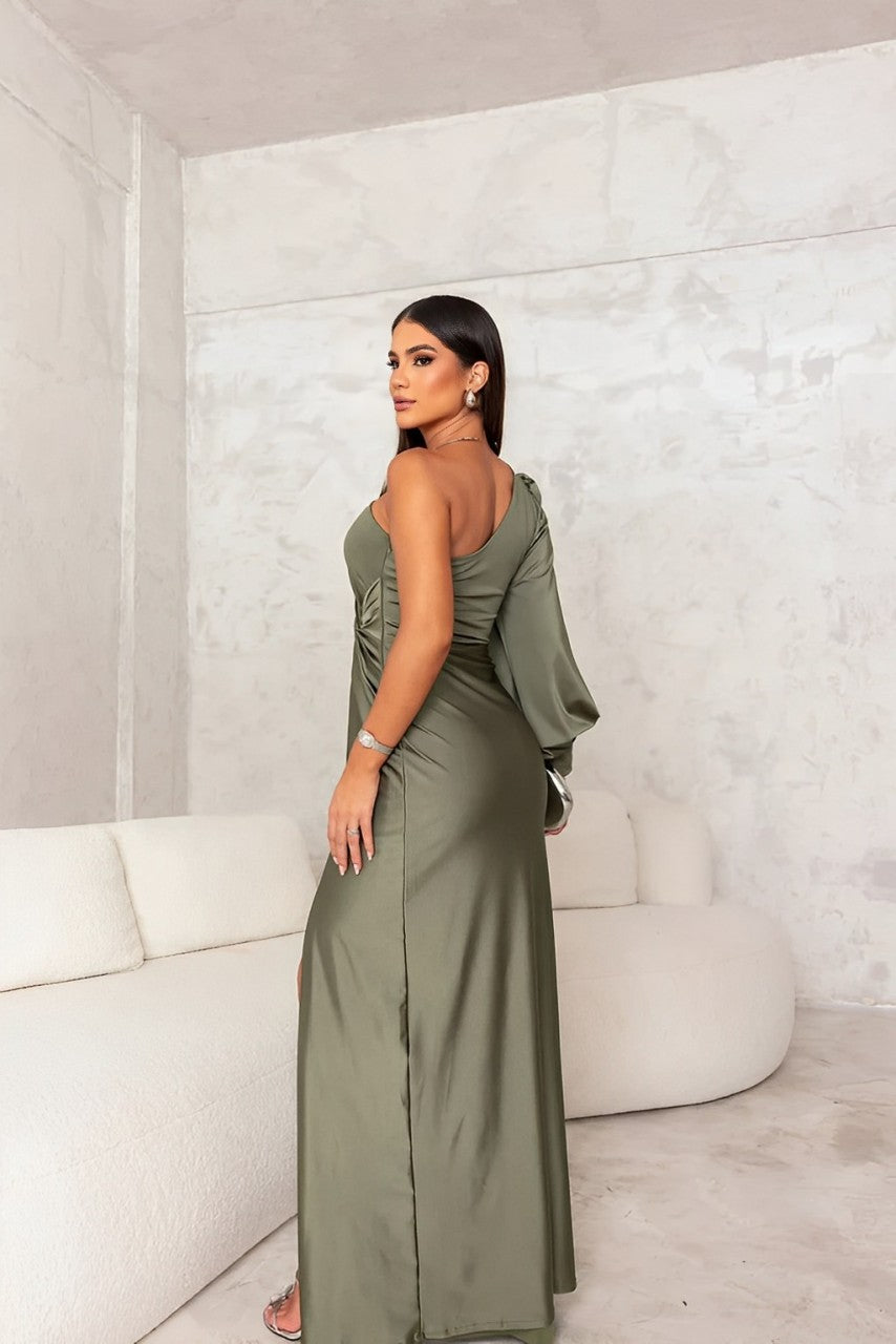 Liro™ | Elegante Eén-Schouder Jurk met Zijsplit